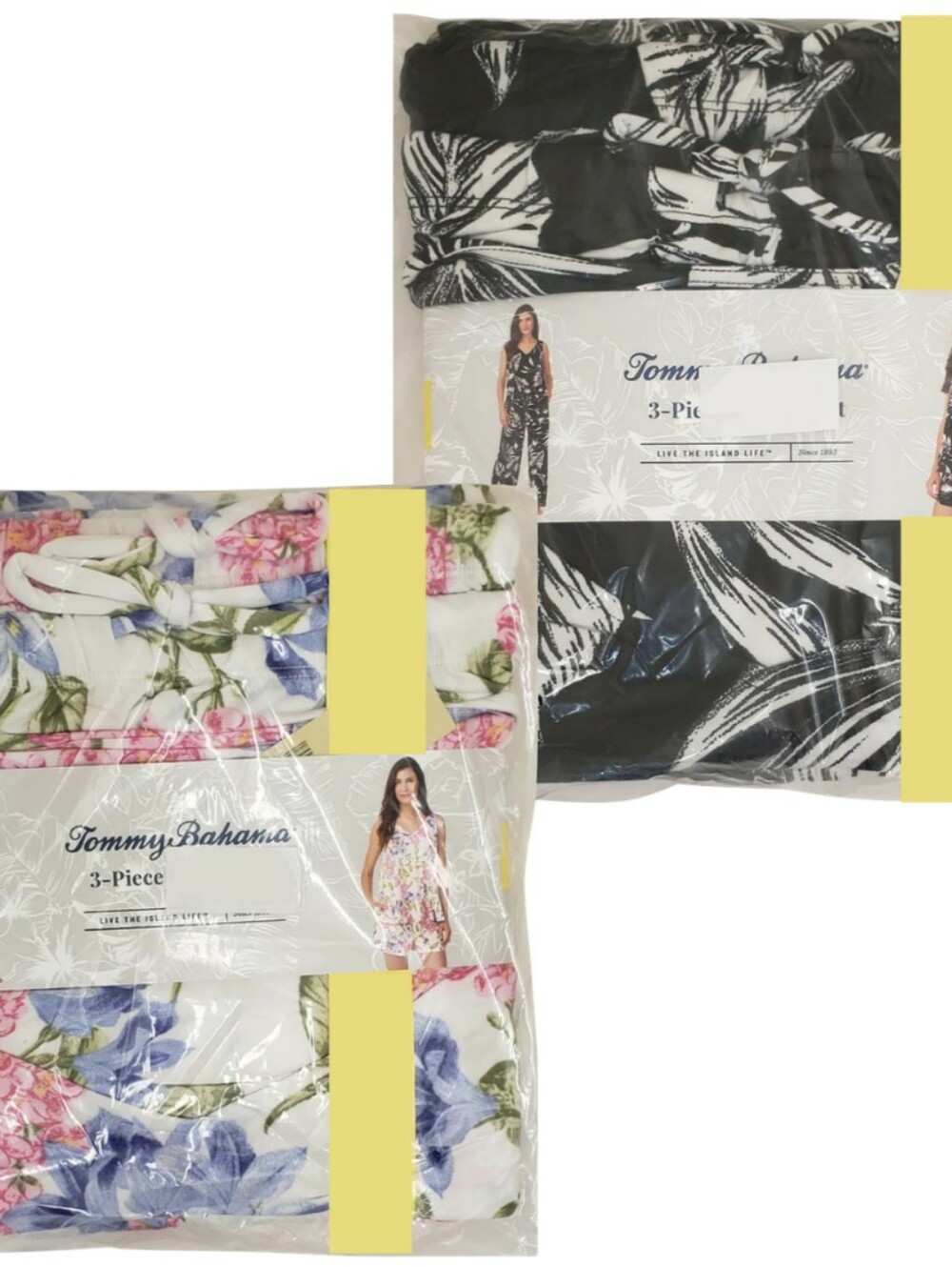 BUNDLE of 2 Tommy Bahama Pajama Sets Lily Cluster & Bold Tropical 3-piece NWT